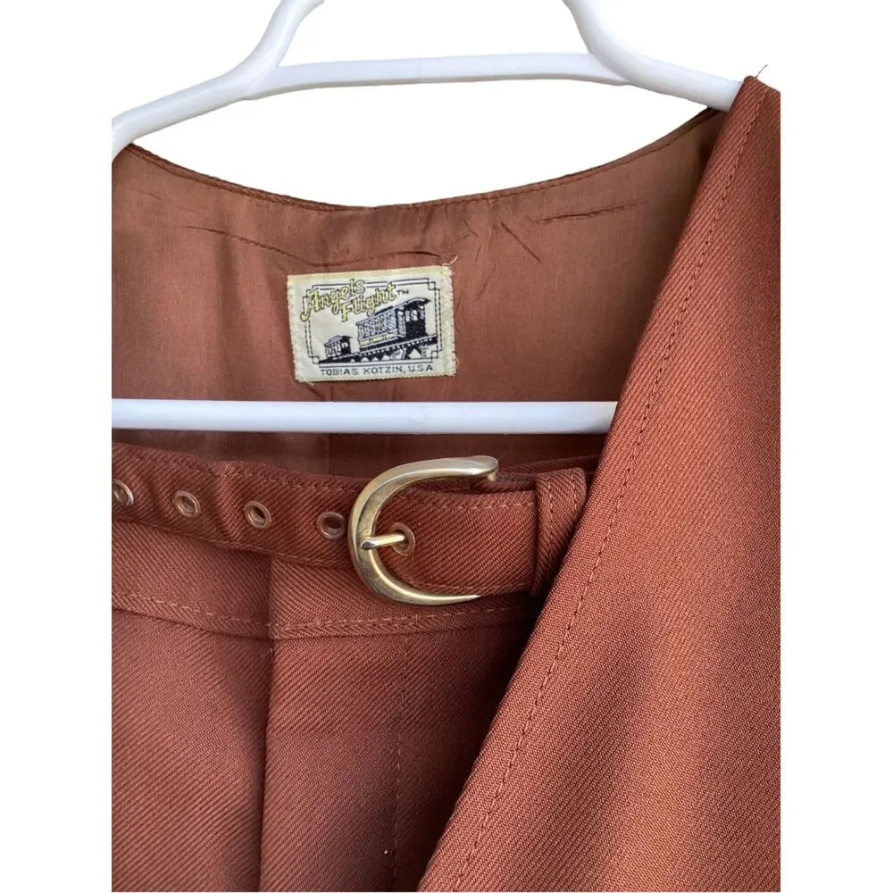 Iconic/Vintage/Retro Genuine 1970s Unisex Brown Vest & Pants Suit - Picture 7 of 7